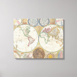 World Map Atlas-bild Canvastryck