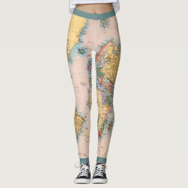 World Map Atlas Travel Älskare Leggings