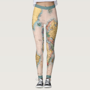 World Map Atlas Travel Älskare Leggings
