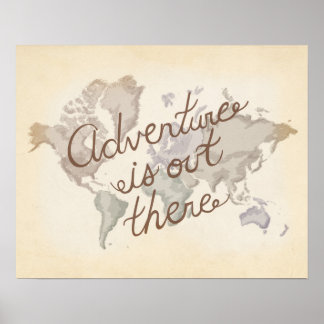 World Map Äventyr är där ute UPP Film Inspierat Poster