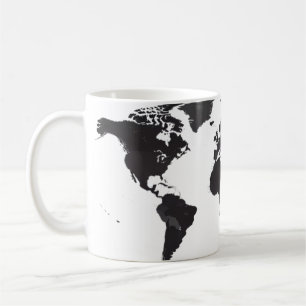 World Map Black & White Kaffemugg