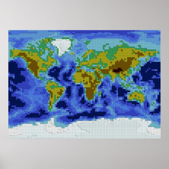 World map bricks poster (Framsidan)