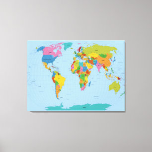 World Map Bright Canvastryck