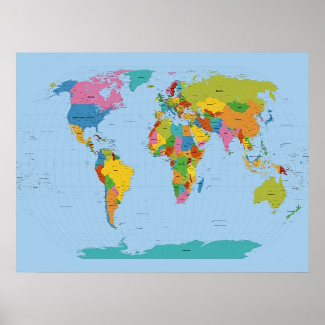 World Map Bright Poster (Framsidan)