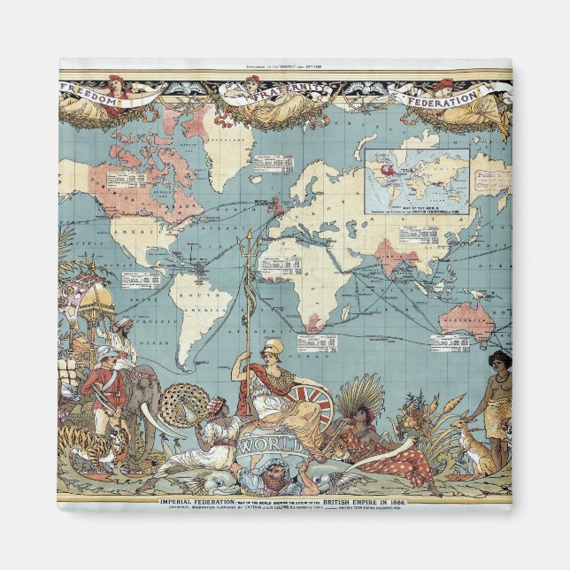 World map-British Empire-1886 Magnet (Framsidan)
