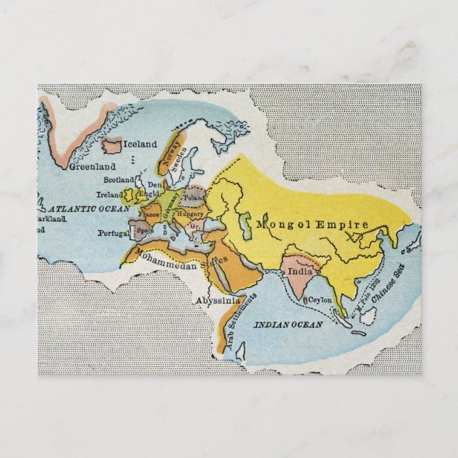 WORLD MAP, c1300. Vykort (Framsida)