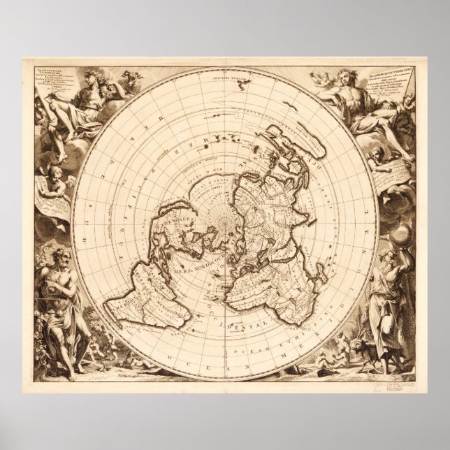 World Map circa 1713 (Planisphere terrestre) Poster (Framsidan)