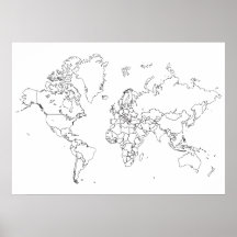 World Map Disline Poster