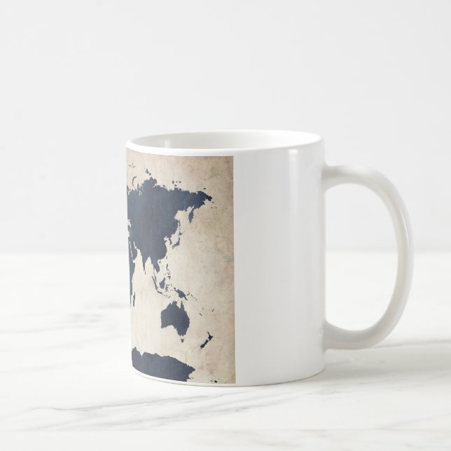 World Map Distress Navy Kaffemugg (Höger)