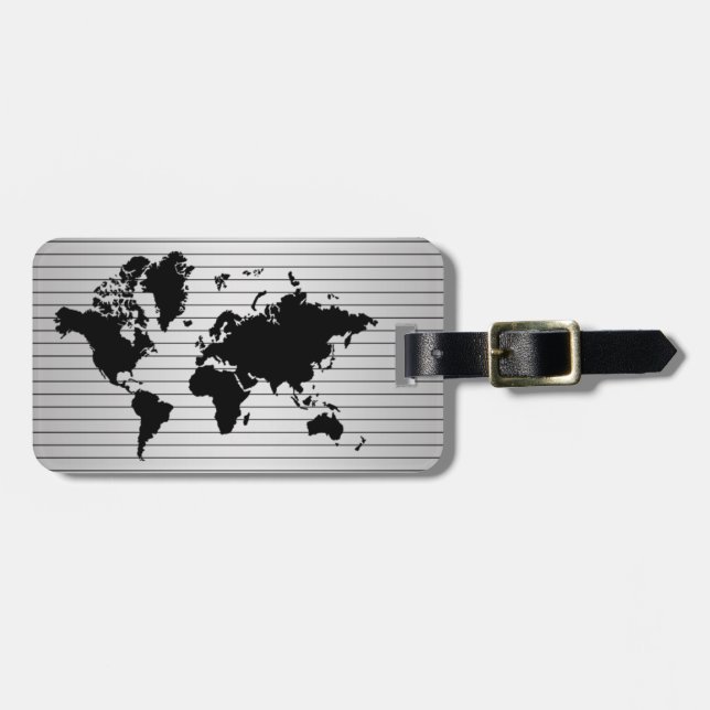 World Map Faux Professionell Black Metall Bagagebricka (Horisontell Framsida)
