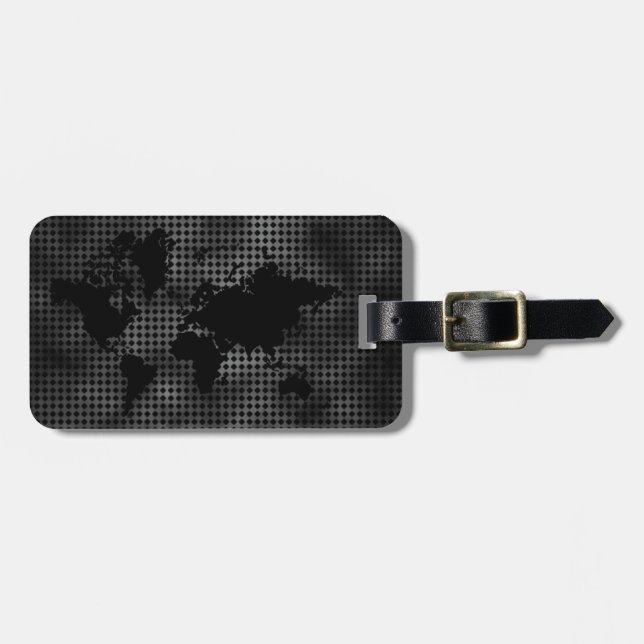 World Map Faux Professionell Black Metall Bagagebricka (Horisontell Framsida)