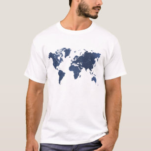 World Map för blå sprejmålning T Shirt