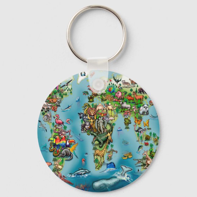 World Map för djur Nyckelring (Framsida)