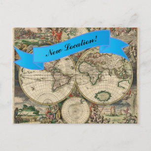 World Map för ny platsbaserad Vintage Vykort