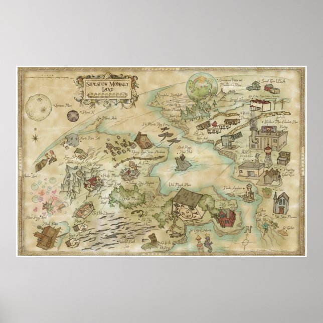 World Map för Sideshow Monkey Poster (Framsidan)