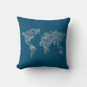 World Map för snyggt med skript Kudde