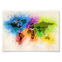 World Map Geographic Watercolor Travel Vacation Ar