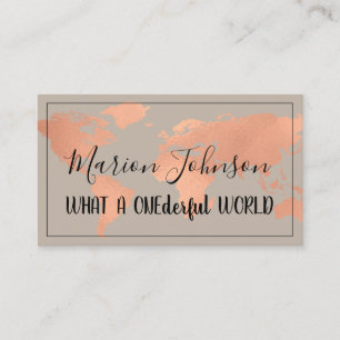 World Map Globe Karta Travel Agency Copper Ro Visitkort