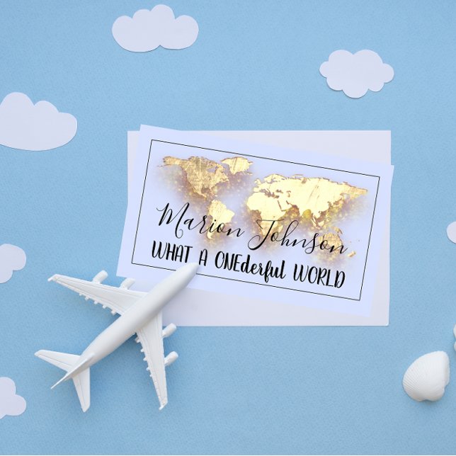 World Map Globe Karta Travel Agency Guld Logotyp B Visitkort (Skapare uppladdad)