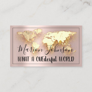 World Map Globe Karta Travel Agency Guld Logotyp R Visitkort