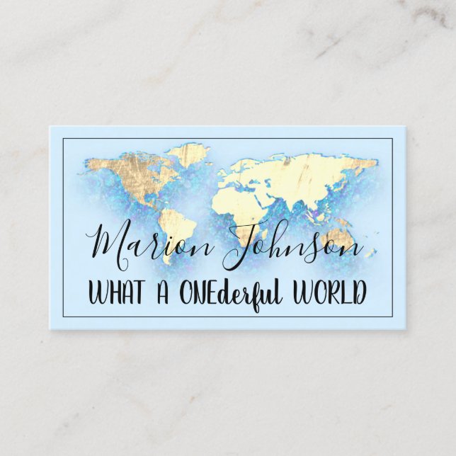 World Map Globe Karta Travel Agency Guld Ocean Log Visitkort (Framsida)