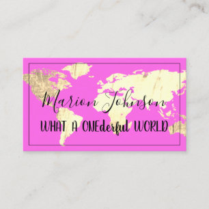 World Map Globe Karta Travel Agency Guld Pinky Visitkort