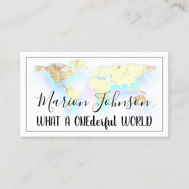 World Map Globe Karta Travel Agency Guld QR LOGOTY Visitkort (Framsida)