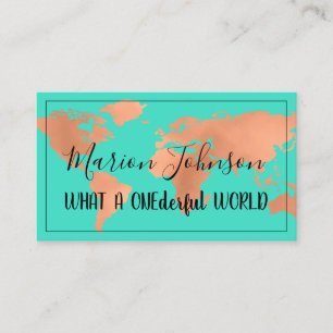 World Map Globe Karta Travel Agency Ro Cooper Mint Visitkort