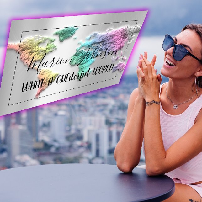 World Map Globe Karta Travel Agency Silver Sjöjung Visitkort (World Map Globe Map Travel Agency Silver Mermaid Business Card)