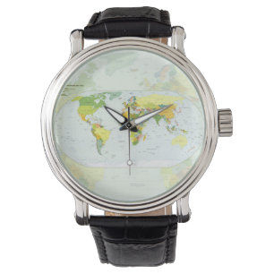 World Map Globe Land Atlas Armbandsur