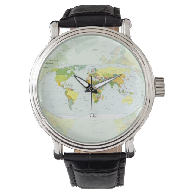 World Map Globe Land Atlas Armbandsur (Framsida)