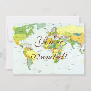 World Map Globe Land Atlas Inbjudningar