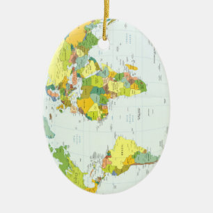 World Map Globe Land Atlas Julgransprydnad Keramik