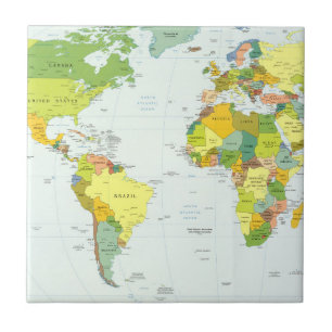 World Map Globe Land Atlas Kakelplatta