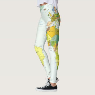 World Map Globe Land Atlas Leggings