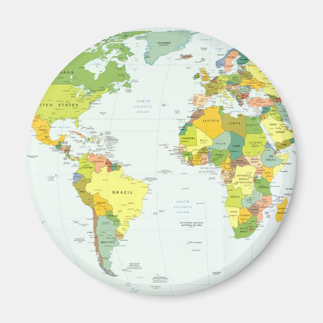World Map Globe Land Atlas Magnet (Framsidan)