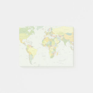 World Map Globe Land Atlas Post-it Block