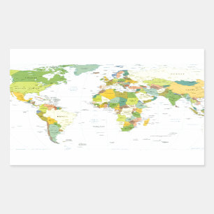 World Map Globe Land Atlas Rektangulärt Klistermärke