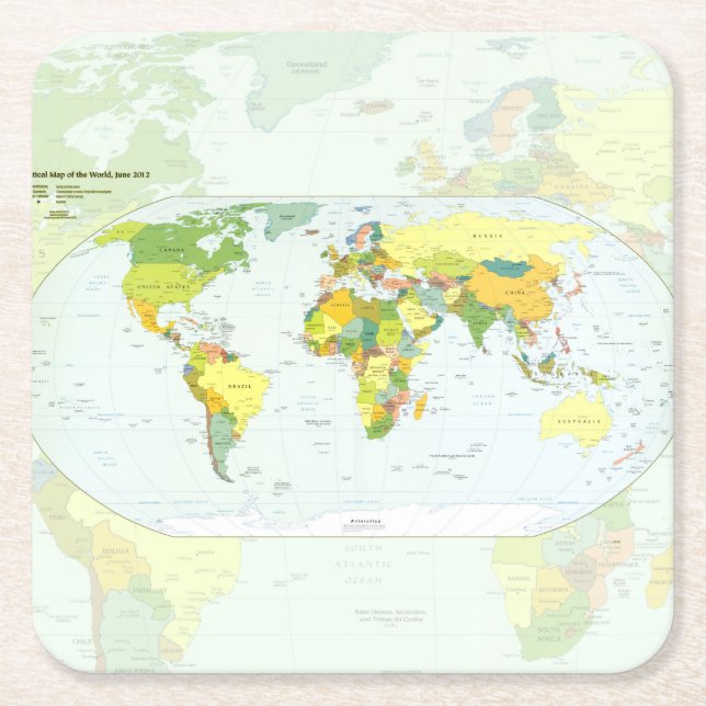 World Map Globe Land Atlas Underlägg Papper Kvadrat (Framsidan)