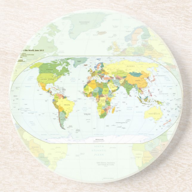 World Map Globe Land Atlas Underlägg Sandsten (Framsidan)