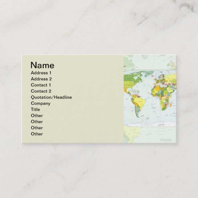 World Map Globe Land Atlas Visitkort (Framsida)