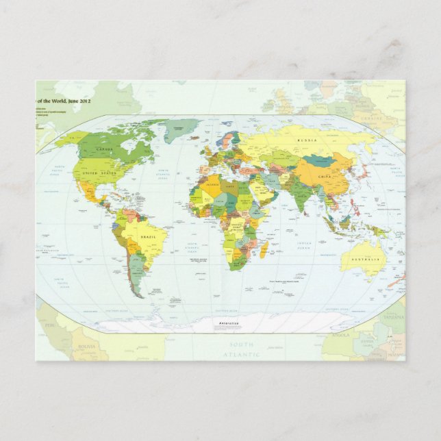 World Map Globe Land Atlas Vykort (Framsida)
