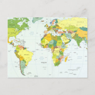 World Map Globe Land Atlas Vykort
