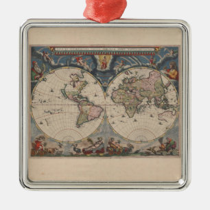 World Map Globe Travel Antique Julgransprydnad Metall