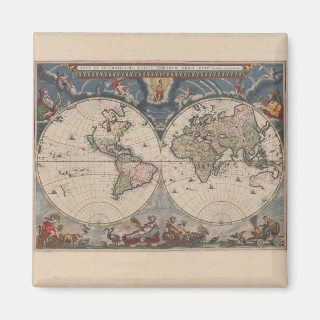 World Map Globe Travel Antique Magnet (Framsidan)