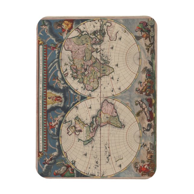 World Map Globe Travel Antique Magnet (Vertikal)