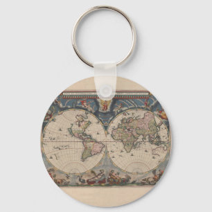 World Map Globe Travel Antique Nyckelring