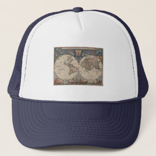 World Map Globe Travel Antique Truckerkeps