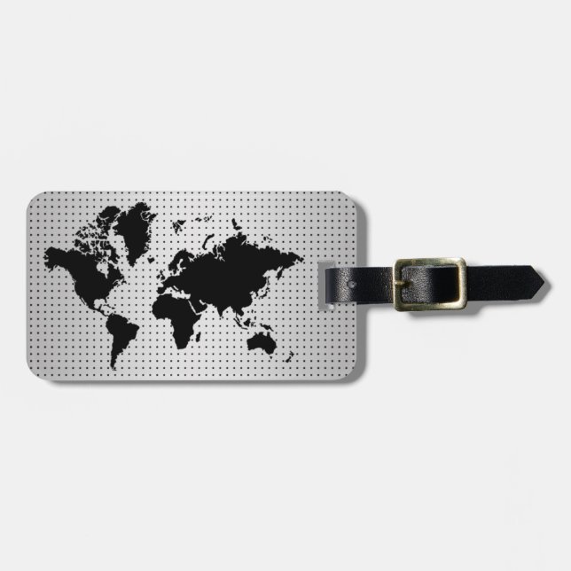 World Map Grått Faux Professionell Black Metall Bagagebricka (Horisontell Framsida)