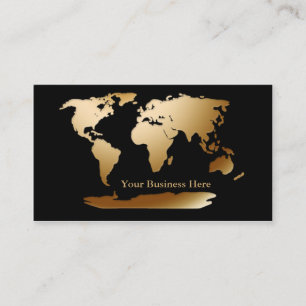 World Map Guld/Black Affärskort 3 Visitkort